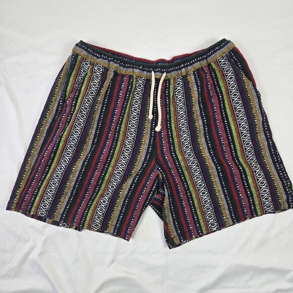 ASOS Size 38 Waist Multicolor Striped Shorts Drawstring Waist Front Pockets - Picture 1 of 9